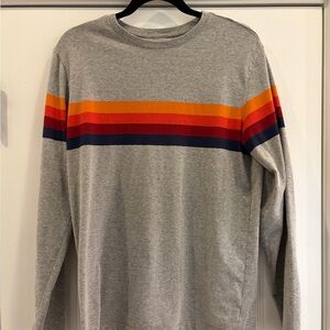 Gray Men's Longsleeved Shirt with Multicolor Stripes